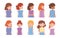 cute diverse female group profiles cartoon