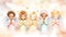 Cute diversity angels in pastel colors with copy space