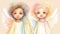 Cute diversity angels in pastel colors painting