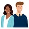 Cute diversity couple character flat vector