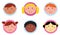 Cute diversity kids icons or buttons - pink / blue