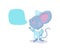 Cute doctor mouse with text bubble vector character on white background. Grey mouse in lab coat