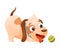 Cute Dog as Domestic Pet Playing Ball and Wiggling Tail Vector Illustration