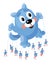 Cute dog balloon and people in uniform at the parade. Holiday, carnival. Funny isolated cartoon style characters on