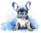 cute dog with a big blue French bulldog puppy.