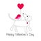 Cute dog and bird valentine with balloon