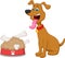 Cute dog cartoon with lots of food