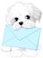 Cute Dog Delivering Mail Envelope