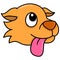 Cute dog head emoticon sticking out its tongue, doodle icon image kawaii