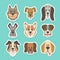 Cute dog head stickers collection
