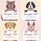 Cute Dog Holding Banner with Text Vectors Set