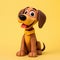 Cute dog isolated on yellow background. Funny cartoon character. Play dough. Clay plasticine style