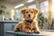 Cute dog at medical checkup at veterinary clinic. ai generative