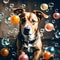 Cute dog playing with bubbles - ai generated image