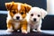 Cute dog puppies looking into the camera generated by ai