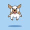 Cute dog running, jumping up vector hand drawn illustration
