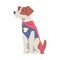 Cute Dog in Superhero Costume, Funny Pet Animal Character Dressed in Costume for Masquerade, Carnival, Party, Holiday