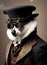 Cute dog in victorian simpunk costume, anthropomorphic animal. Ai generated image