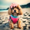 Cute dog wearing a costume - ai generated image