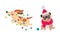 Cute Dogs of Different Breed Dressed in Christmas Scarf and Tangled in Garland Vector Set