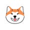 Cute dogs face of Akita-inu breed. Doggy head avatar. Asian puppy snout. Happy adorable pups muzzle with tongue out