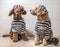 Cute dogs in his jail house rock clothes