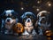 cute dogs in holloween knight