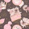 Cute dogs love sweets. Pink girly seamless pattern.