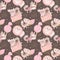 Cute dogs love sweets. Pink girly seamless pattern. Chocolate background