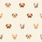 Cute dogs pattern, vector flat illustrations