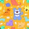 Cute Dogs. Seamless pattern background.