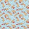 Cute dogs vector seamless pattern. Doodle background