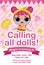 Cute doll party invitation in pink color template