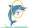 cute dolphin cartoon jumping