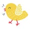 Cute domestic bird yellow joyful cheerful chick character, little bird tweet isolated on white, flat vector illustration