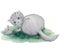 Cute domestic cat plays with a mouse. Watercolor composition