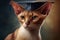 A cute domestic cat wearing a graduating hat