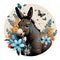 A cute donkey and butterflies surrounded by flowers illustration.