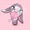 Cute donkey kawaii cartoon vector character. Adorable and funny animal licking with big tongue isolated cool sticker, patch. Anime