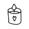 Cute doodle candle in a glass with heart