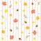 Cute Doodle Fall Autumn Ditsy Acorn Oak Dry Leaf Red Maple Leaf Branch Confetti Sprinkle Cartoon Color Orange Yellow Red Beige