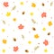 Cute Doodle Fall Autumn Ditsy Acorn Oak Dry Leaf Red Maple Leaf Branch Confetti Sprinkle dot Abstract Hand Drawing Cartoon Color