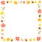 Cute Doodle Fall Autumn Ditsy Acorn Oak Dry Leaf Red Maple Leaf Branch Confetti Sprinkle dot Abstract Hand Drawing Cartoon Color O