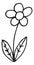 Cute doodle flower. Black line blossom nature symbol