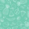 Cute doodle fruits seamless pattern, hand drawn background with pineapple, melon, kiwi and more - great for textiles, wrapping,