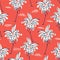 Cute Doodle Hand Drawn Palms Hawaiian Beach Shirt Vector Seamless Pattern on Red Background