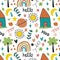 Cute doodle pattern. Vector. Wallpaper