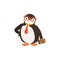 Cute Doodle Penguin Toon In Glasses and Tie Is Holding A Briefcase on A White background vector