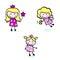 Cute doodle Princess & Fairy stitch figures set.