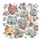 cute doodle puzzles cartoon style, illustrator, Generative AI